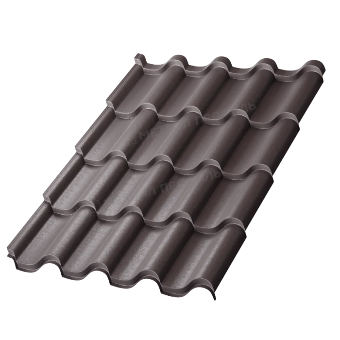 Металлочерепица Металл-Профиль Монтерроса-S 0,5 VikingMP® E RAL 8019 Серо-коричневый