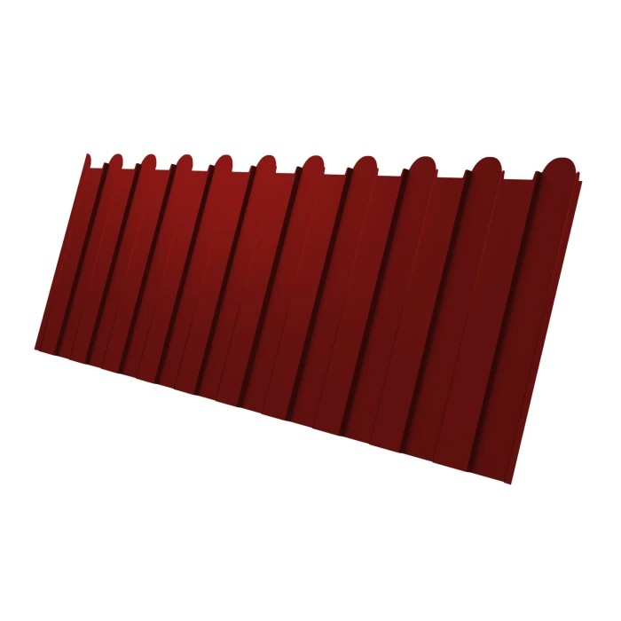 Профнастил фигурный C8 0.45 Полиэстер с пленкой RAL 3011 Коричнево-красный